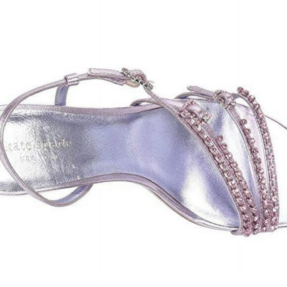 Kate Spade Makenna Crystal Sandals New Size 10M Metallic Pink Purple Leather - Picture 14 of 15